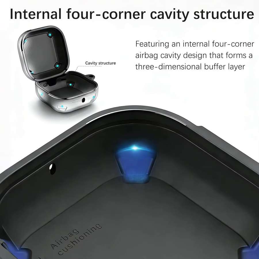 Samsung Galaxy Buds 4 Pro / Galaxy Buds 4 Schutzhülle aus TPU in Schwarz mit Karabiner - Bild 2