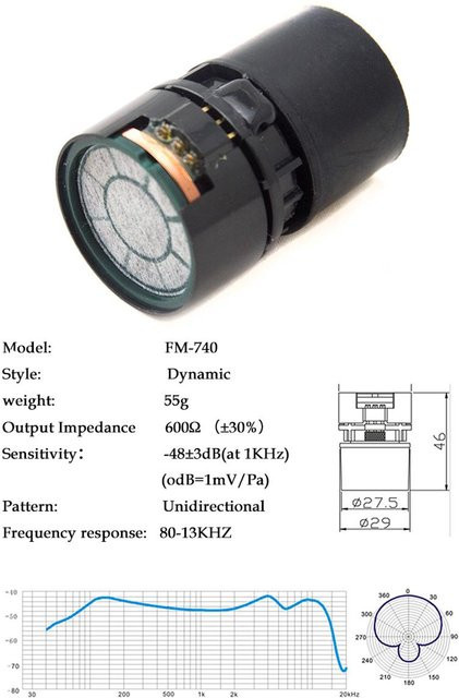 Coolvox Dynamische Mikrofon-Kernkapsel in Schwarz als Superniere-Direktersatz für FM740 - Bild 1