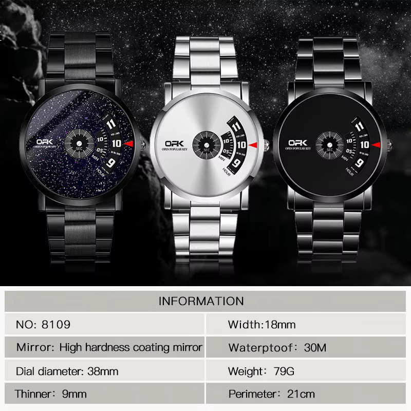 OPK Armbanduhr Quarz, Edelstahl, Schwarz, Herren - Bild 5