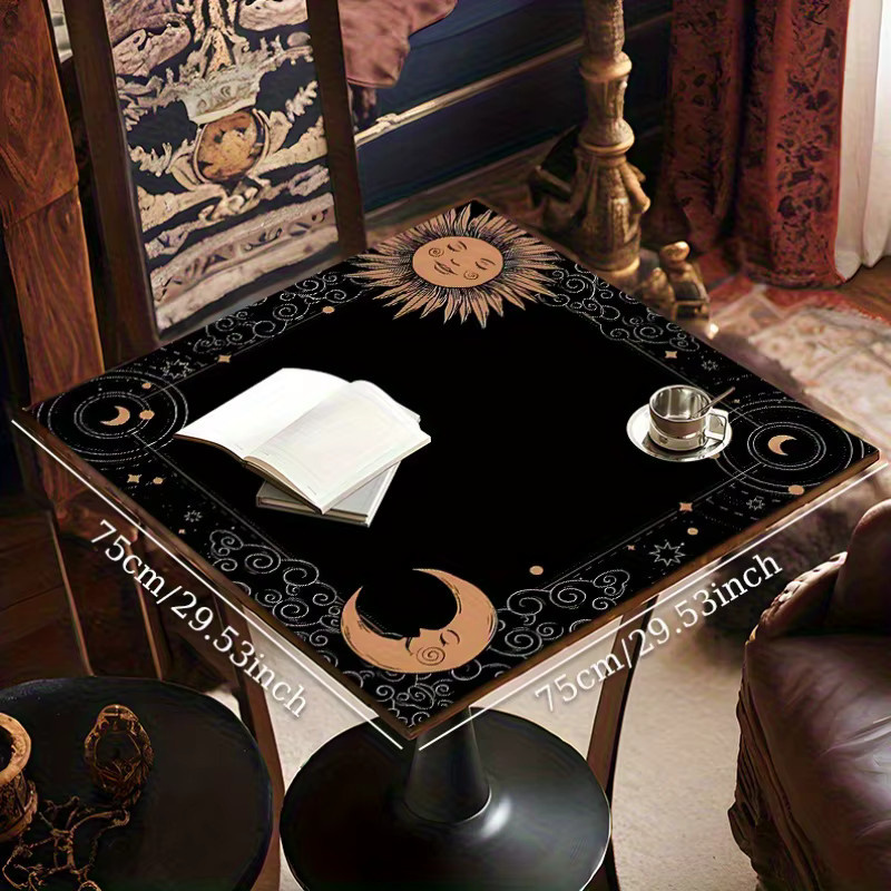 VIKAMA Altartuch Sonne-Mond-Motiv in Schwarz mit mystischem Astrologie- und Tarot-Design aus Polyester - Bild 2