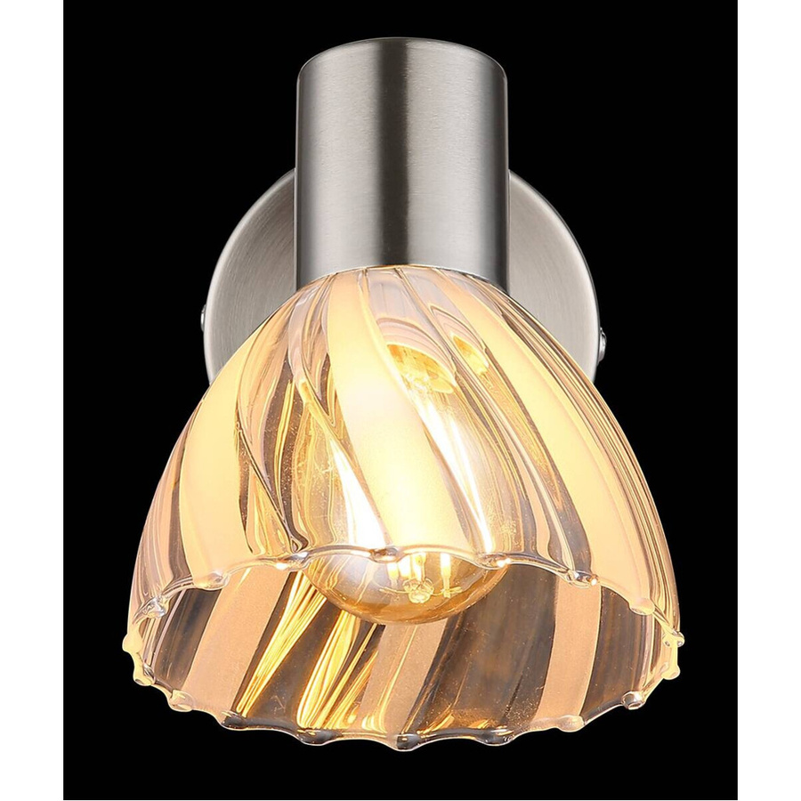 GLOBO Wandstrahler Nickel Matt mit klarem Glas und modernem Design, Höhe: 12,5 cm, Fassung E14 - Bild 3
