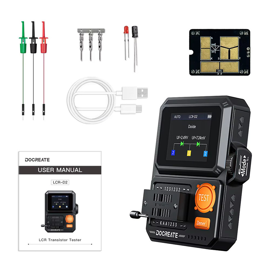 Voktta LCR-D2 Multifunktionaler Transistortester und LCR ESR Meter in Schwarz - Bild 2