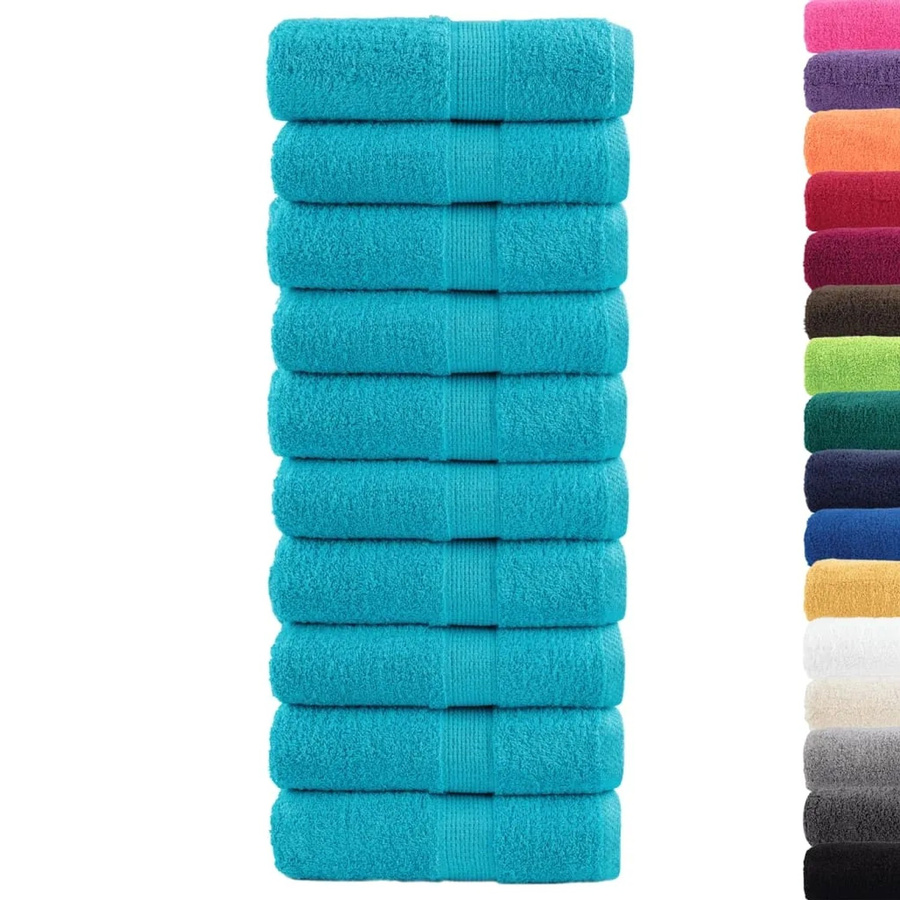vidaXL Premium Waschhandtücher SOLUND, 10 Stück, Türkis, Baumwolle, 30 x 30 cm, 600 g/m² - Bild 2