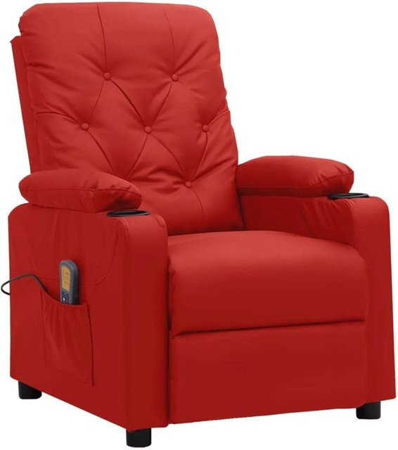 vidaXL Massagesessel in Weinrot aus Kunstleder mit Armlehnen - Bild 1