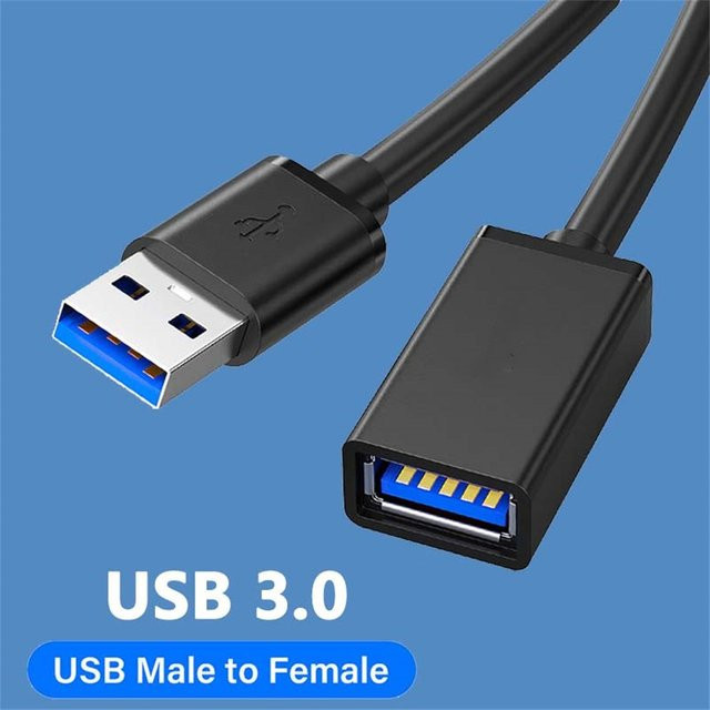 USB 3.0 Verlängerungskabel Schwarz für PC, Laptop, TV und SSD, USB-A Stecker auf Buchse - Bild 1
