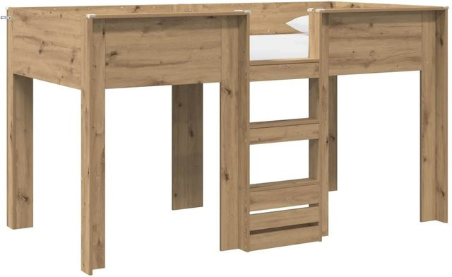 vidaXL Etagenbett für Kinder in Artisan-Eiche, Farbe Braun, aus Holzwerkstoff, B/T/H: 100 x 200 x 119 cm - Bild 1