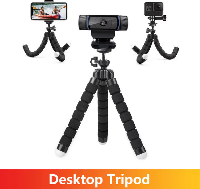 EXSKOF Mini Flexibles Oktopus-Stativ in Schwarz mit 360 Grad Drehkugelkopf und 1/4 Zoll Schraube für GoPro, Webcam und Smartphone - Bild 1