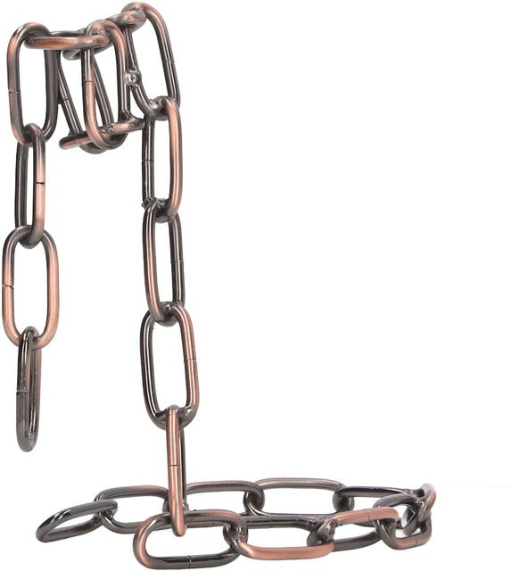 CosyHome Weinflaschenhalter aus Metall mit schwimmender Stahlgliederkette in Grau und Braun - Bild 1