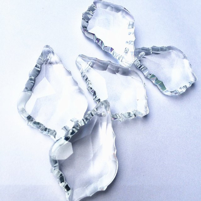 50er Set transparente Glas Kristall Ahornblatt Anhänger für DIY Kronleuchter und Weihnachtsbaum Dekoration, Durchmesser: 3,8 cm - Bild 1