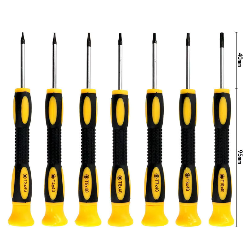 SiKO 7-teiliges Torx-Schraubendreher-Set in Gelb für die Demontage von Xbox 360 und PS3 PS4 Spielkonsolen (T3 T4 T5 T6 T7 T8 T10) - Bild 2