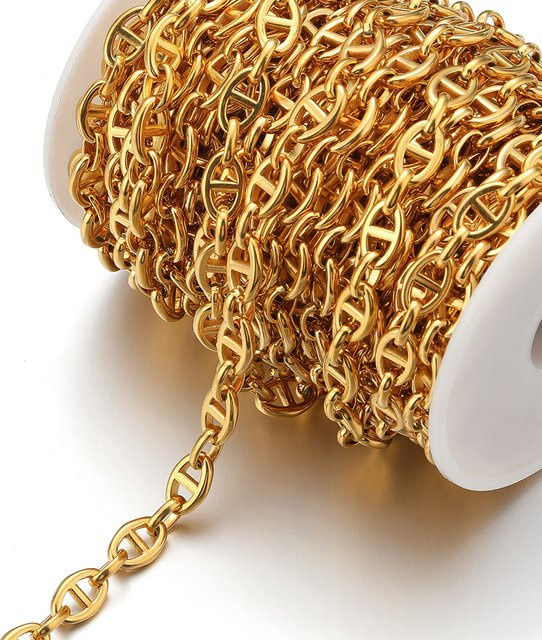 Leyoor Theta-Kette Kaffeebohnen, Edelstahl, 1 Meter, Unisex - Bild 1