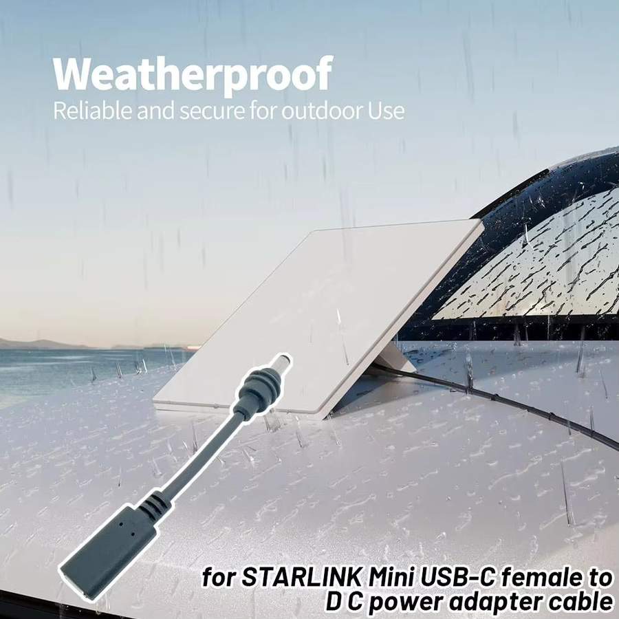 Starlink Mini USB-C auf DC Power Adapter Kabel in Grau für wetterfesten Outdoor-Einsatz - Bild 3