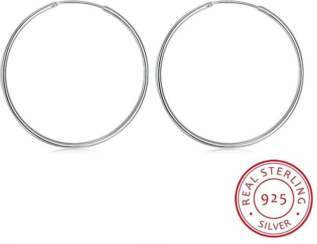 Creolen 925 Silber, Weiß, Damen - Bild 1