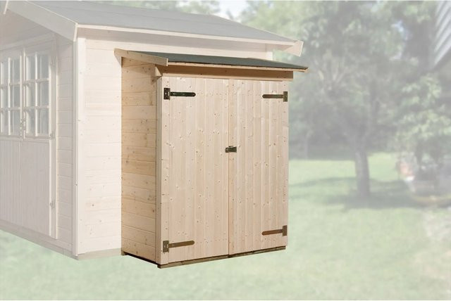 Weka Anbauschrank Natur in Braun für Gartenhäuser B: 65 cm, H: 128 cm - Bild 1