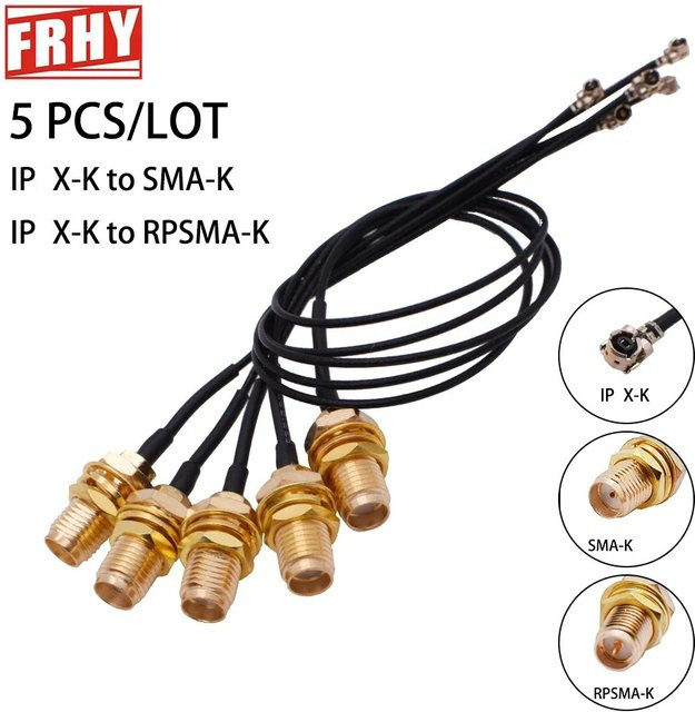 FRHY 5-teiliges IPX-zu-SMA-Pigtail-Kabel-Set in Schwarz, SMA-Buchse zu UFL/u.FL/IPX RF-Adapter mit 1,13 mm ultradünnem Koaxial-Antennenverlängerungskabel - Bild 1