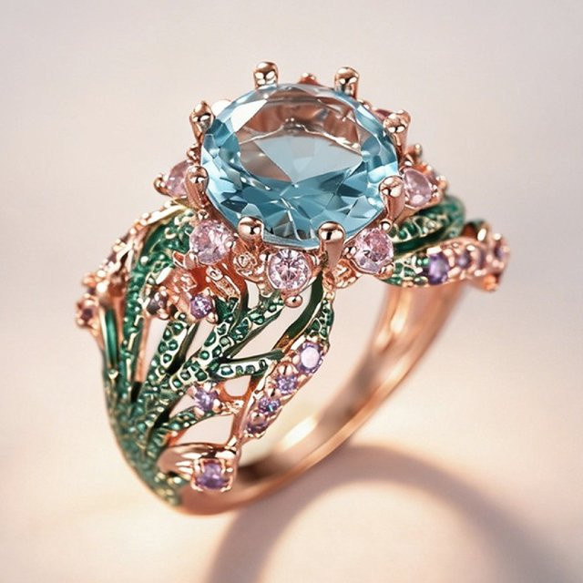 Huitan Blumenring, Roségold, Zirkonia, Damen - Bild 1