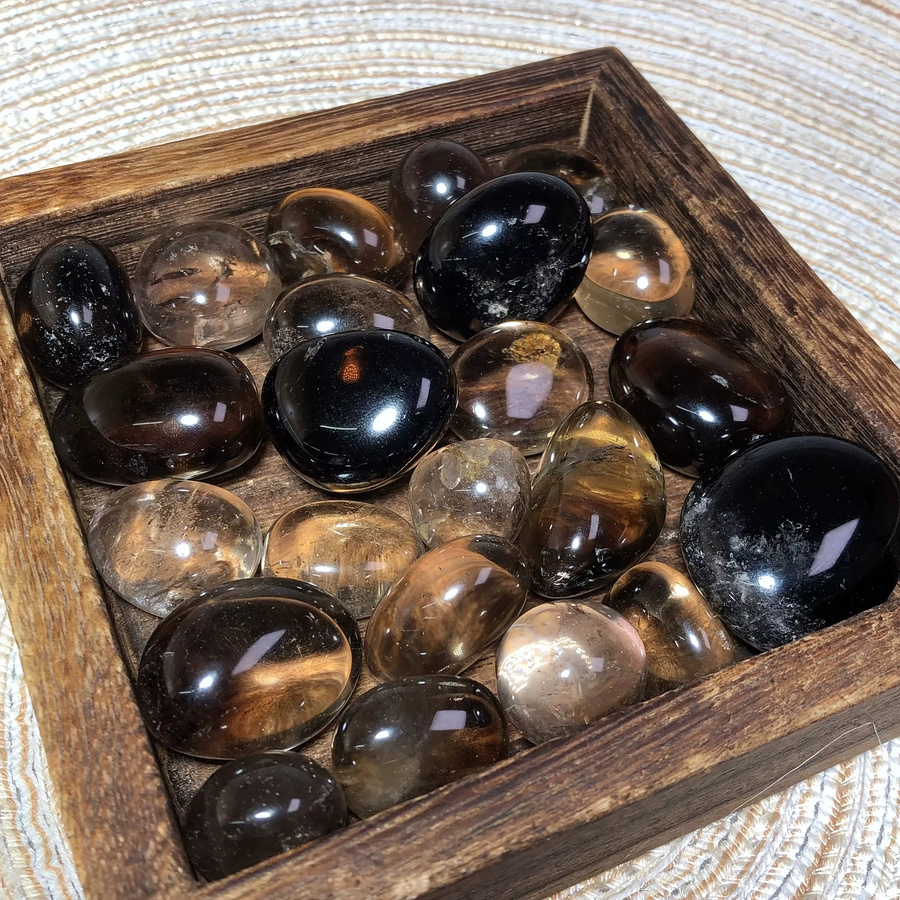 CrystalHola Rauchquarz Trommelsteine in Braun, ovale Edelsteine für DIY Schmuckherstellung - Bild 2