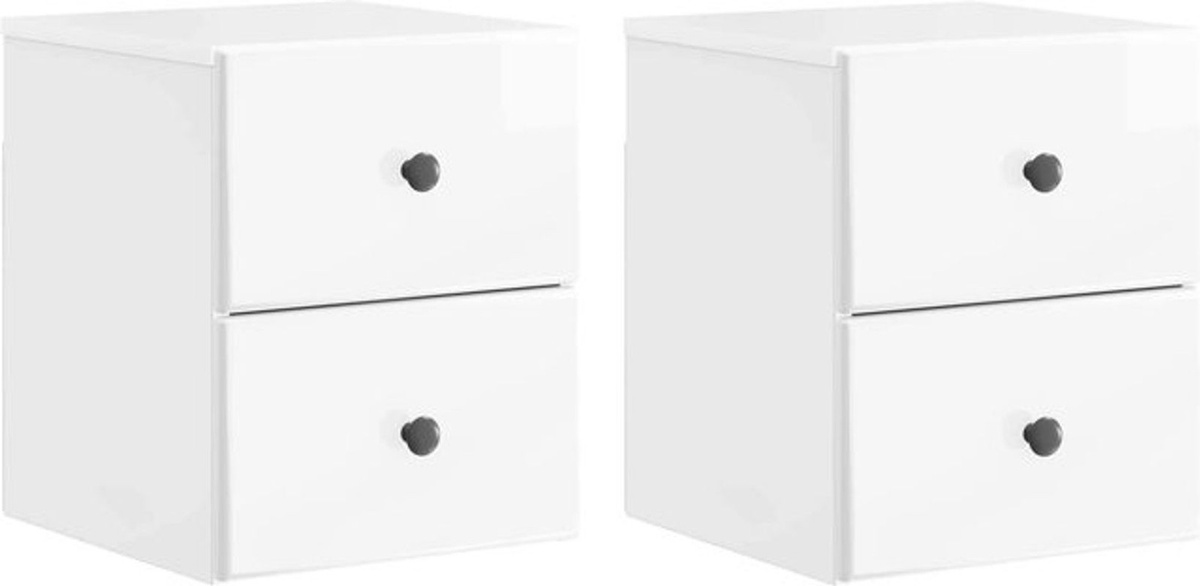 Set aus 2 wandmontierten Nachttischen von vidaXL in Weiß, modern und minimalistisch aus Holzwerkstoff, B/H/T: 40 x 34,5 x 33 cm - Bild 1