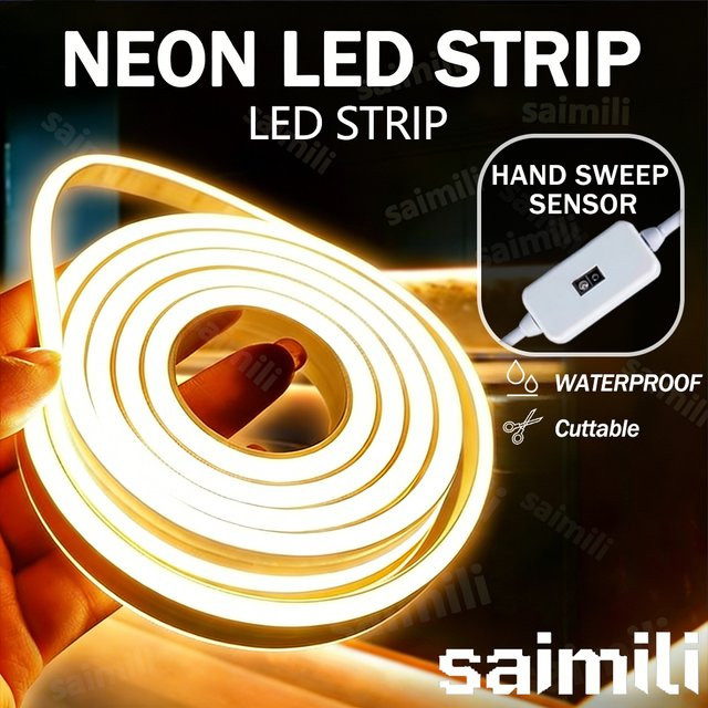 Shine-tale Neon LED-Lichtband mit Handbewegungssensor und Dimmer, USB 5V, wasserdichtes flexibles Silikon-Lichtband für moderne Heim- und Raumdekoration - Bild 1