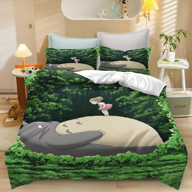 Lodestar Anime Bettwäscheset T-TotoroS mit Bettbezug und Kissenbezug, Grün, B/H: 140 x 210 cm - Bild 1