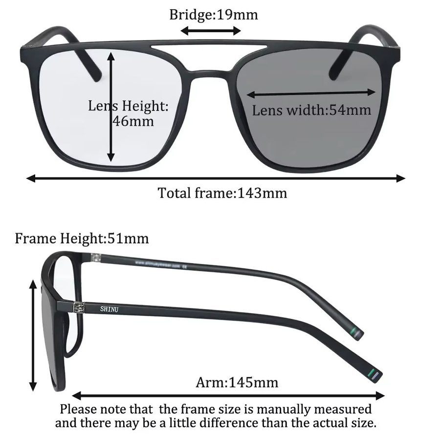 SHINU Photochrome Sonnenbrille, Lesebrille, Vollrand, Square, Grau, Kunststoff, Herren - Bild 2