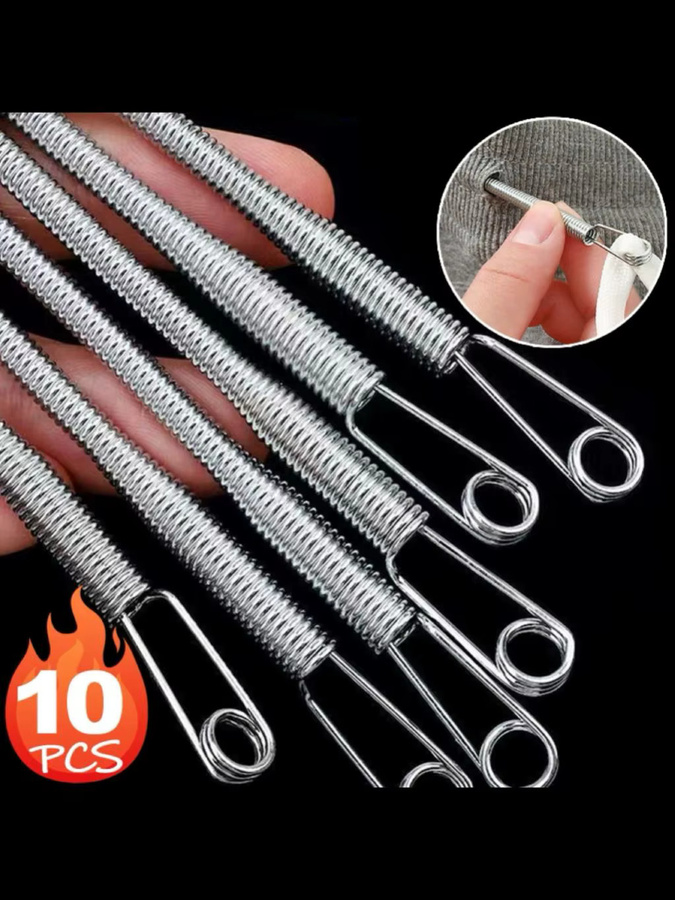 Biegsames Feder-Einfädelwerkzeug aus Metall in Silber mit Clip für Kordeln und Gummibänder als praktisches Nähzubehör für DIY-Projekte und Kleidungreparaturen - Bild 6