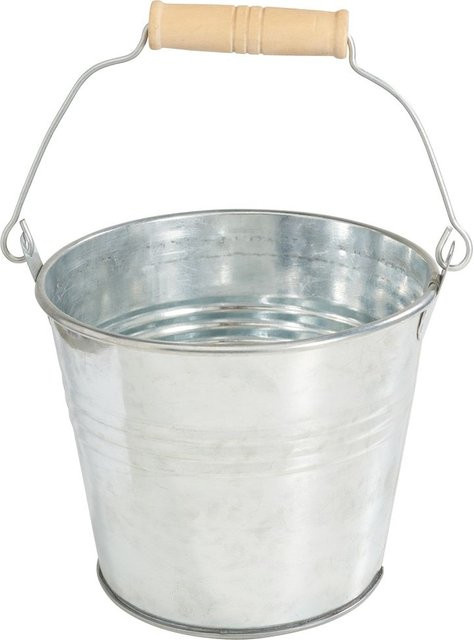 Runder Zink Topf mit Henkel in Silber, Durchmesser: 12 cm, Höhe: 10 cm - Bild 1