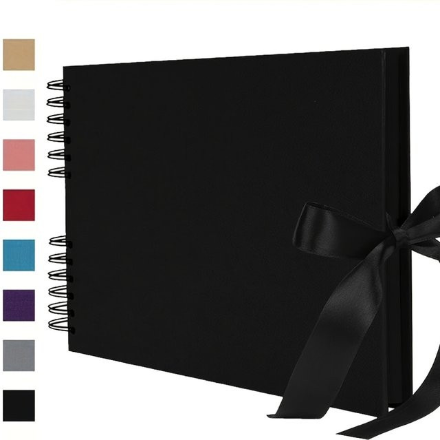 Schwarzes Scrapbook-Album aus Bastelpapier mit 20 Blatt und 40 Seiten, Breite: 27,9 cm, Höhe: 20,3 cm - Bild 1