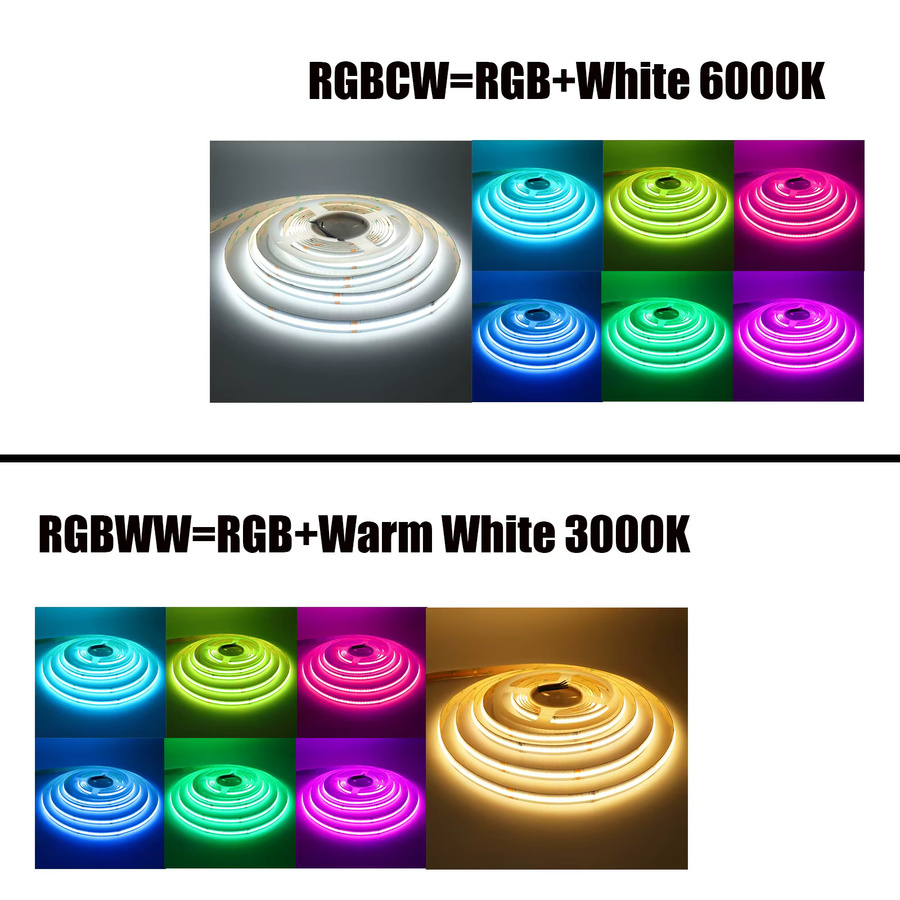 HEGEHE RGBW COB LED-Streifen 24V mit 786 LEDs/m, punktloses flexibles Diodenband in Multicolour für deine Heimdekoration - Bild 4