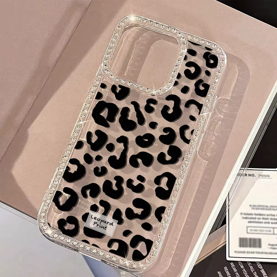 Stoßfeste Leopard Diamond Handyhülle für iPhone mit Lanyard, Transparent/Multicolour - Bild 5