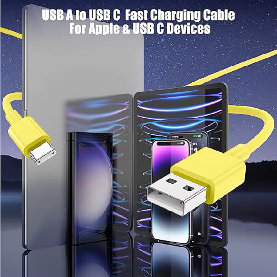 Koovesy USB-A auf Typ-C Ladekabel und Datenkabel in Gelb - Bild 4