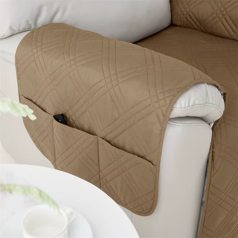 WANERQU Relaxsessel-Bezug für 1-Sitzer mit Tasche, gesteppter und schmutzabweisender Sofabezug in Schwarz - Bild 4