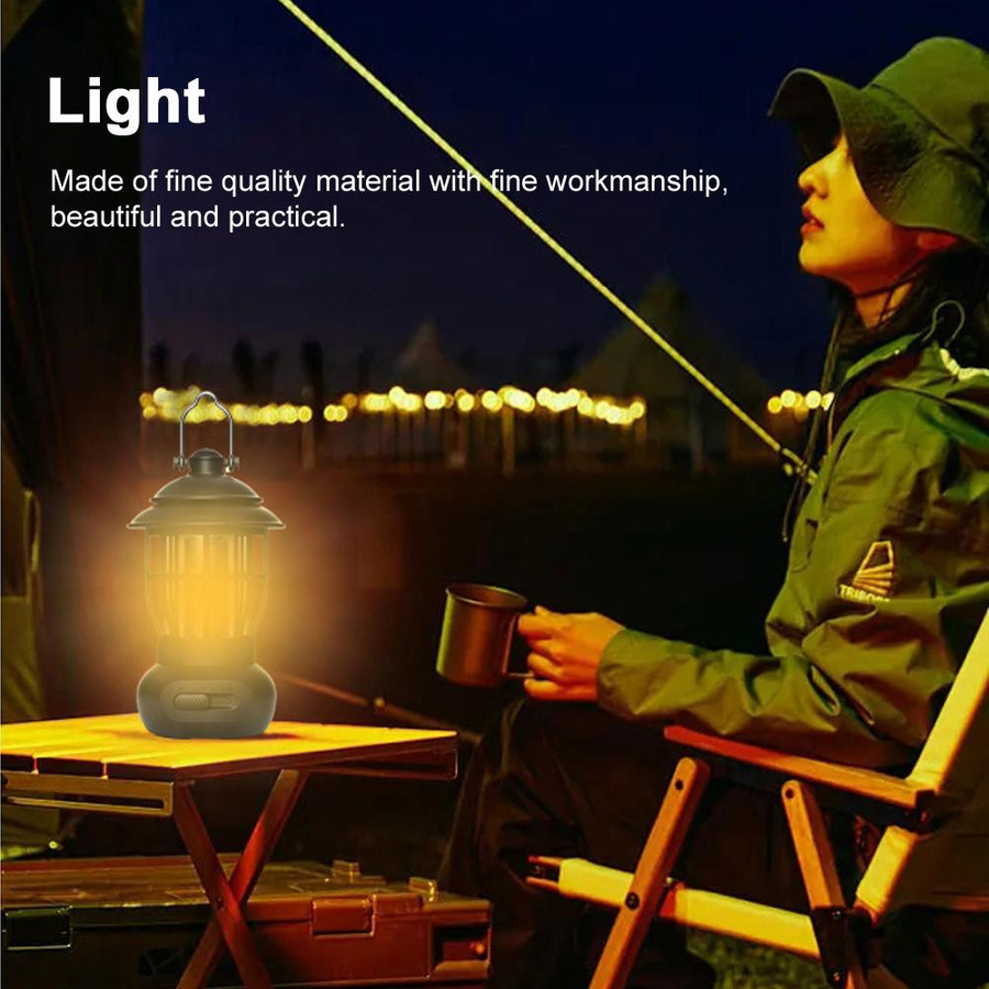 TOMTOP JMS Retro LED Campinglampe in Grün mit stufenloser Dimmung und USB-Anschluss - Bild 2