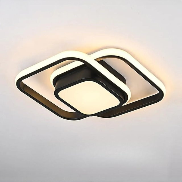 YWZT Modern LED Deckenleuchte Quadratisch in Schwarz mit Up-and-Down-Beleuchtung 4500K - Bild 1