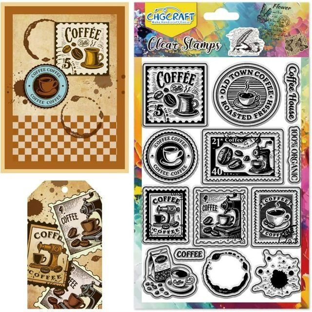 Transparenter Vintage-Kaffeestempel mit Kaffeeflecken-Motiv aus Kunststoff für DIY-Scrapbooking und Fotogestaltung - Bild 1