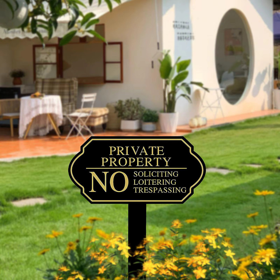 Kesoto No Soliciting Schild aus Metall in Schwarz mit Pfahl für Garten und Haus, Höhe: 35,5 cm, Breite: 25,4 cm - Bild 3