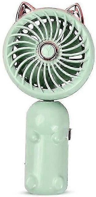 Tragbarer Mini-Handventilator mit Katzenohren in Grün, wiederaufladbar - Bild 1