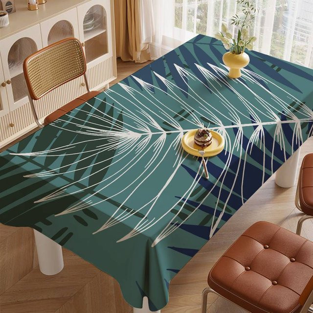 JMG Household Supplies Tischdecke mit Vintage Tropische Botanische Kunst Design, Grün, Polyester, Fleckenabweisend und Waschbar, B: 100 cm, T: 140 cm - Bild 1