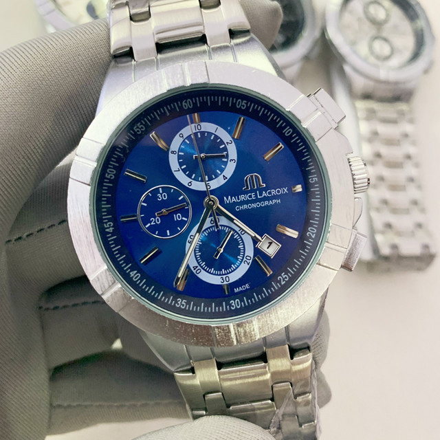 Maurice Lacroix Chronograph Armbanduhr, Edelstahl, Blau, Herren - Bild 1