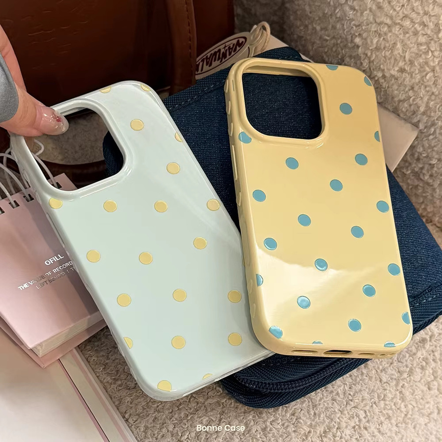 KASONPAI Lovely Polka Dot Handyhülle für iPhone 13 14 15 16 17 Pro Max in Rosa und Blau - Bild 2