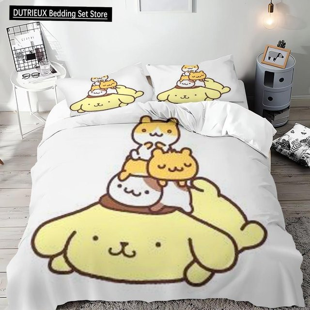 JMG Household Supplies Pompompurin Bettwäsche-Set aus Mikrofaser in Weiß, bestehend aus Bettbezug und Kissenbezug, B/H: 135 x 200 cm - Bild 1