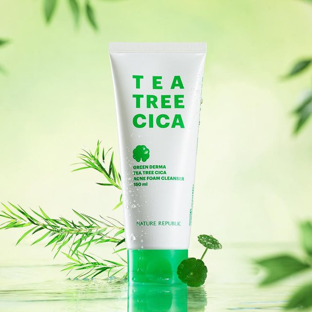 Nature Republic Green Derma Tea Tree Cica Schaumreiniger, 150 ml - Bild 1