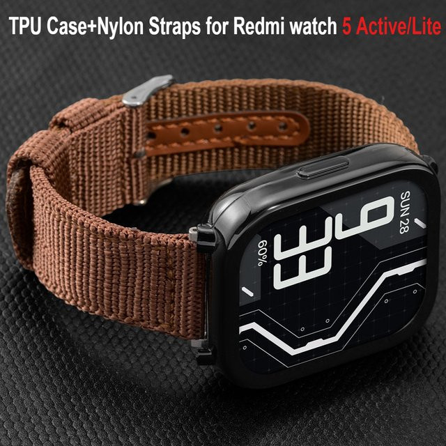 FancyWrist Uhrenarmband mit TPU-Hülle, Nylon, Braun, Unisex - Bild 1