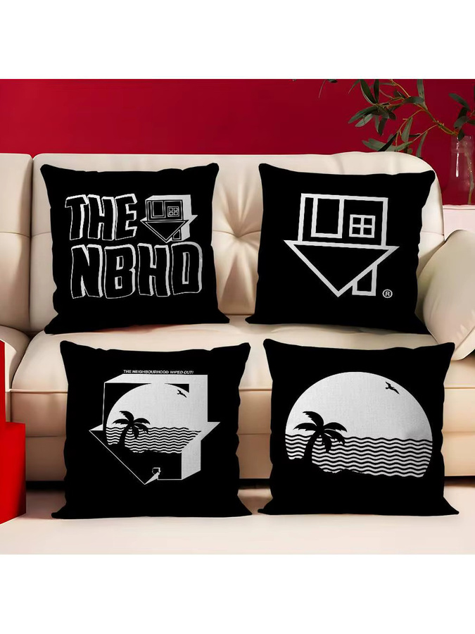 Kissenbezug Band The Neighborhood Schwarz, Dekokissenbezug für dein Sofa, B/B: 45 x 45 cm - Bild 7