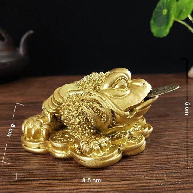 Goldene dreibeinige Kröten-Statue von Yiran Furniture aus Harz als Glücksbringer-Ornament für deine Dekoration - Bild 1