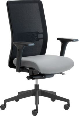 Ergonomischer Bürostuhl WIKI von Leyform in Grau und Schwarz mit Armlehnen, Netz-Rücken und Höhenverstellung - Bild 1