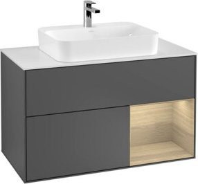 V&B Waschtischunterschrank Finion 100 in Weiß und Anthrazit, B/T/H: 100 x 50,1 x 50,1 cm - Bild 1