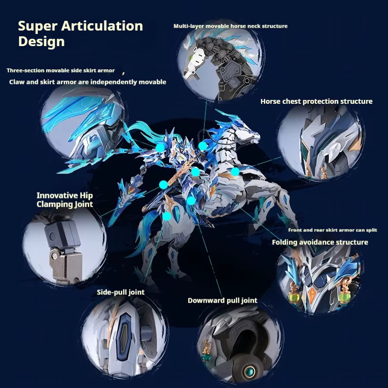 MOTOR NUCLEAR Zhao Yun Mecha-Montagemodellbausatz, Actionfigur, mit Halterung, Metall - Bild 4