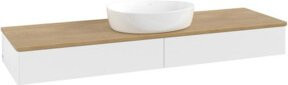 V&B Waschtischunterschrank Antao ohne Frontstruktur in Eiche Honig und Weiß lackiert, B: 160 cm, T: 50 cm - Bild 1