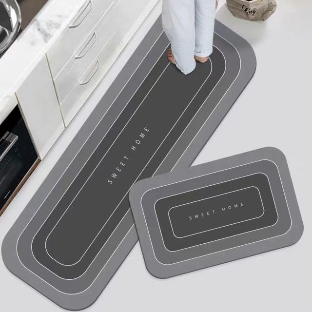 2er Set Wucifang Küchenbodenteppiche aus Polyester, grau, wasserdicht und rutschfest, B/T: 40 x 60 cm und 40 x 120 cm - Bild 1